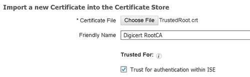 Certificate Import Screen