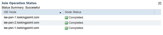 Cisco ISE - Join Operation Status