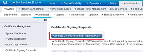 ISE Certificate Signing Request