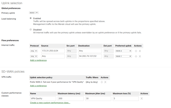To create a SD-WAN uplink policy chose Add a Preference under SD-WAN policies and VPN traffic.