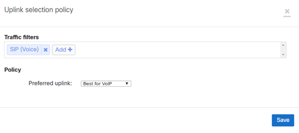 Here we can create a policy for voice traffic and the Preferred uplink is Best for Voip.   SD-WAN will use the MOS score in the VPN status page to select the best path for voice traffic.