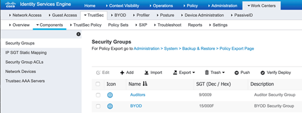 Cisco ISE: Cisco TrustSec Classification