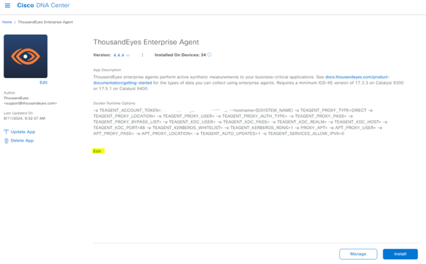Deploy Thousand Eyes Agent using Catalyst Center (DNAC)
