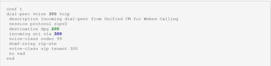 Cisco WebEx Calling: Local Gateway configuration to Unified CM