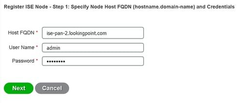 register ISE node step 1