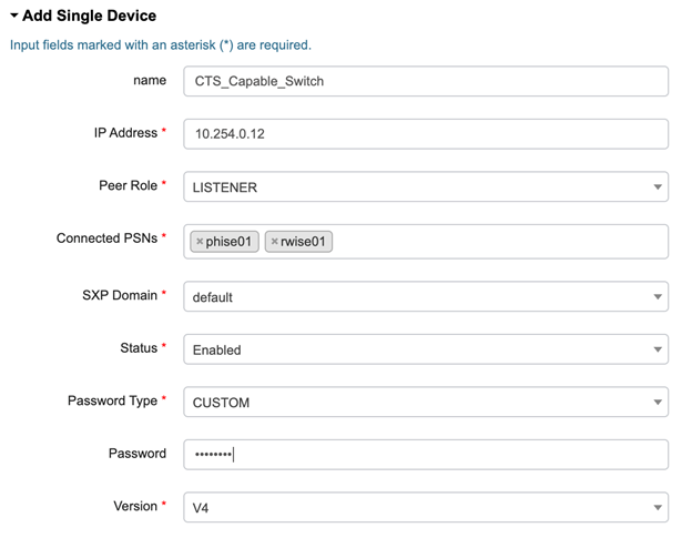 Cisco ISE: Cisco TrustSec Propagation