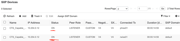 Cisco ISE: Cisco TrustSec Propagation