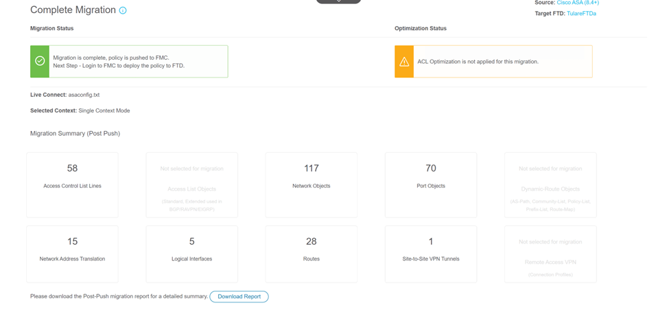 Cisco FTD Firewall Migration Tool