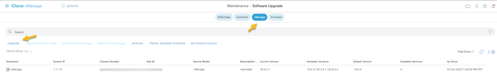 Upgrading Cisco SD-WAN vManage, vSmart, vBond, and vEdge