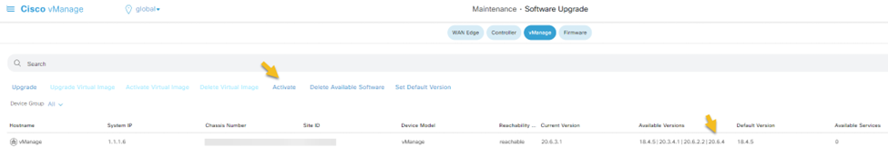 Upgrading Cisco SD-WAN vManage, vSmart, vBond, and vEdge