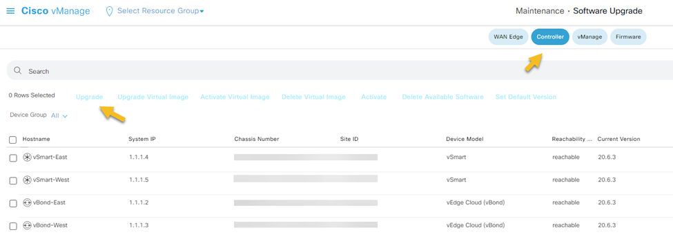 Upgrading Cisco SD-WAN vManage, vSmart, vBond, and vEdge