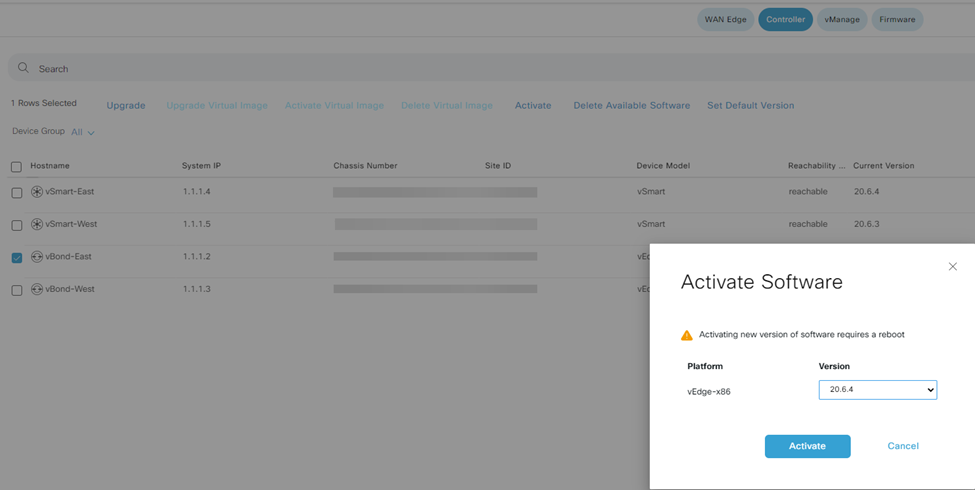 Upgrading Cisco SD-WAN vManage, vSmart, vBond, and vEdge