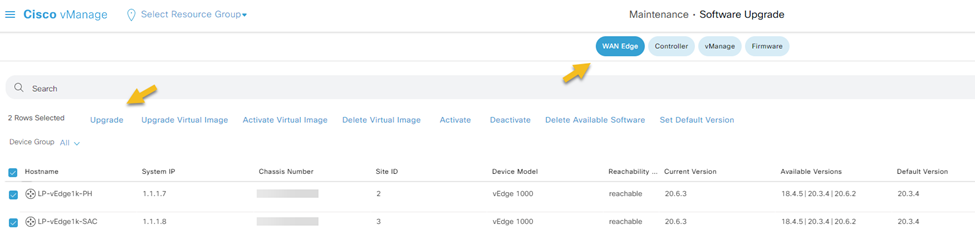 Upgrading Cisco SD-WAN vManage, vSmart, vBond, and vEdge