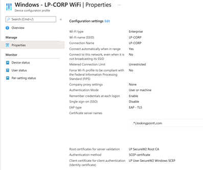 Cisco ISE Microsoft Intune – 802.1x Supplicant Provisioning - Windows 10 Wireless Supplicant Provisioning